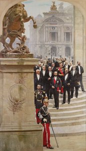 President Sadi Carnot and his Government in Front of the Opera de Paris, from the panorama of 